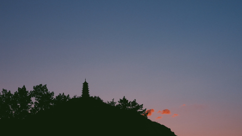 religion, treetop, nature, sunset, dusk, silhouette, cultures, landscape, asia, photography, 4K, stupa, sky, hour, no people, tree, temple - Building
