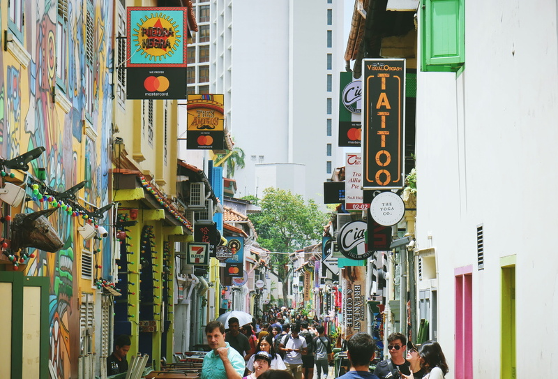 sign, big city, cafe street, outdoors, leisure activity, street, city, colorful street, men, building, arab street, group of people, 4K, city life, backpacking