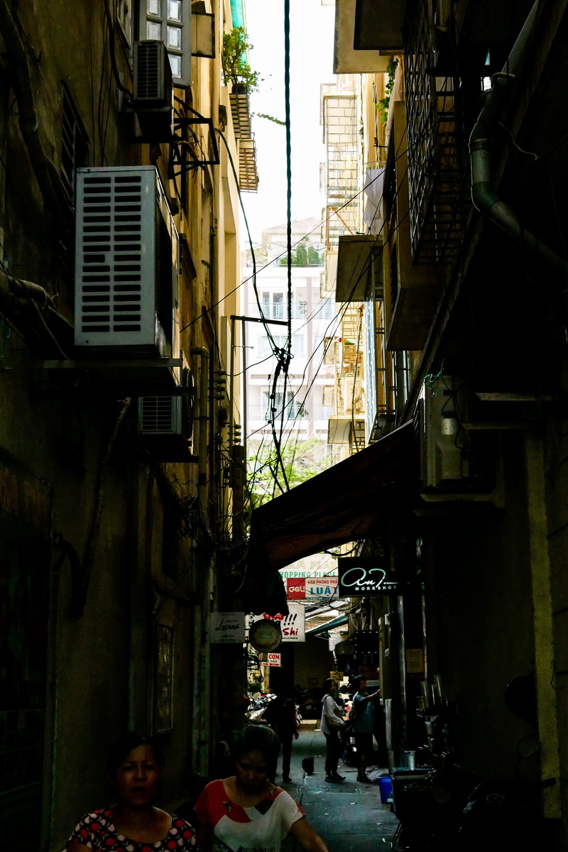 alleyways, ho chi minh city, people, outdoors, mode of transportation, yellow, third world, city life, nature, group of people, street photography, vietnam