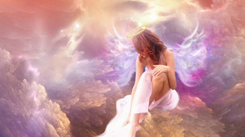 3d and abstract, red, ailes, du, haired, nuage, 1080P, ciel, angel, ange, rose, painting, femme