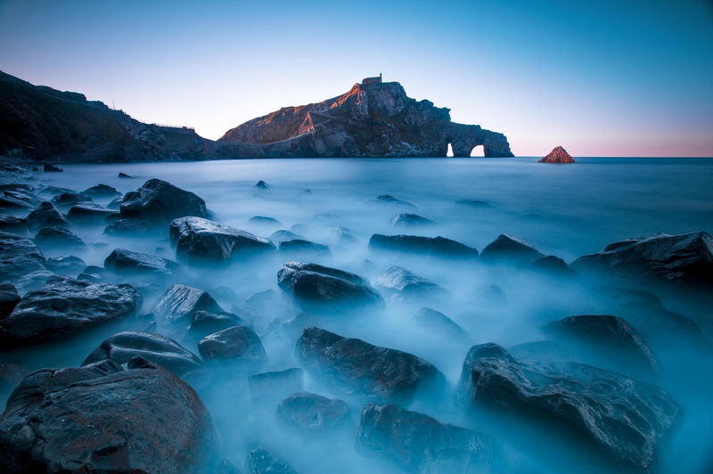 landscape, Spain, Bizkaia, Gaztelugatxes San Juan, rocks, stones, 1080P, sea