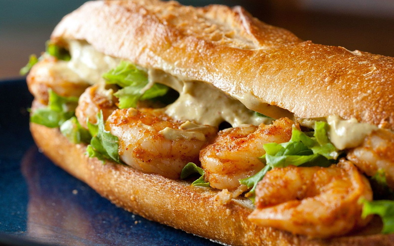 shrimp, 1080P, sandwiches, food
