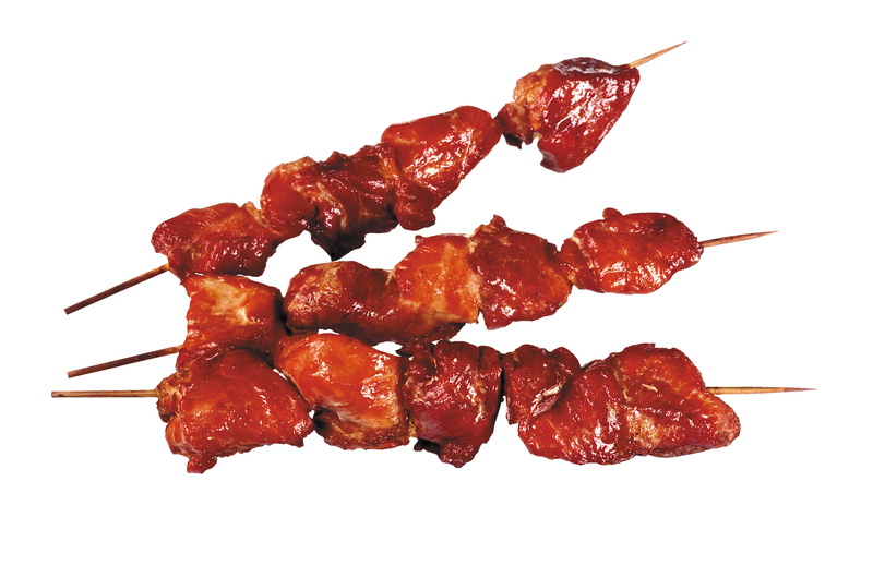 meat, brown, bacon, cooked, organic, sauce, red, heat - Temperature, pork, kebabs, freshness, dinner, grilled, high angle view, skewer, backgrounds, fried