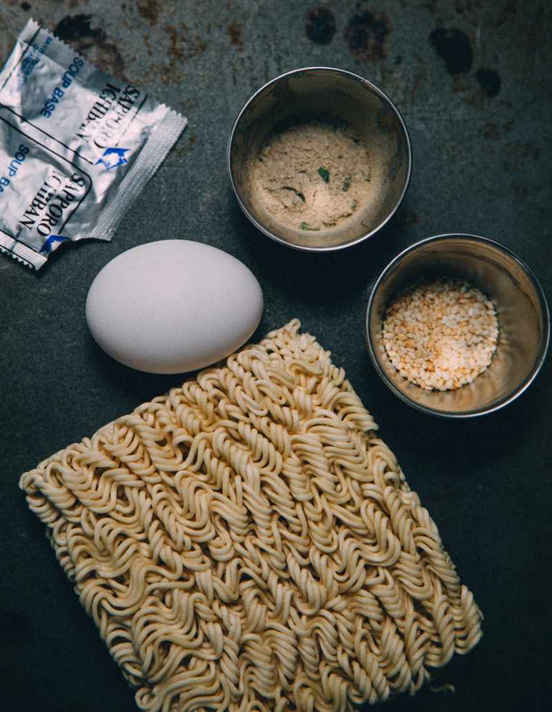 preparing food, 4K, directly above, no people, raman, choice, instant, breakfast, egg, high angle view, raw food, noodles, preparation, food and drink