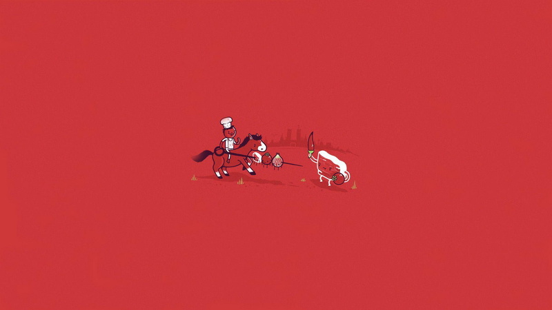 tomato, horse, chef, man, pepper, black, meat, 1080P, print, red, onion, chasing, 1920x1080, funny