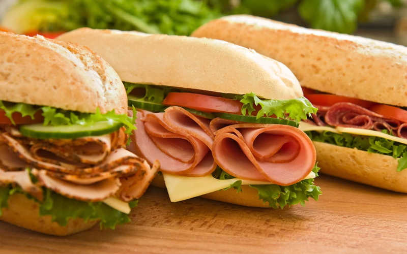 fruit, food, lettuce, fast Food, delicatessen, ham, tomato, slice, pork, large, chopped, bun, assorted, breakfast, sandwich, dinner, sandwiches, onion
