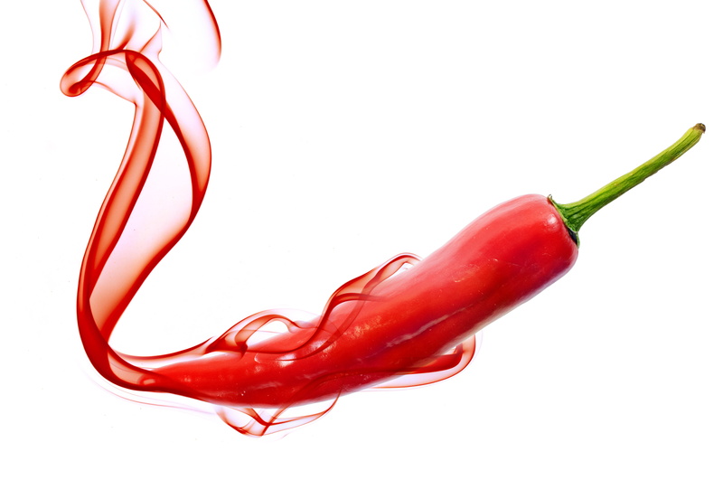 splashing, red chili pepper, pepper, ingredient, 4K, red, vegetable, cut out, still life, spice, white background, green, food, water, freshness, indoors