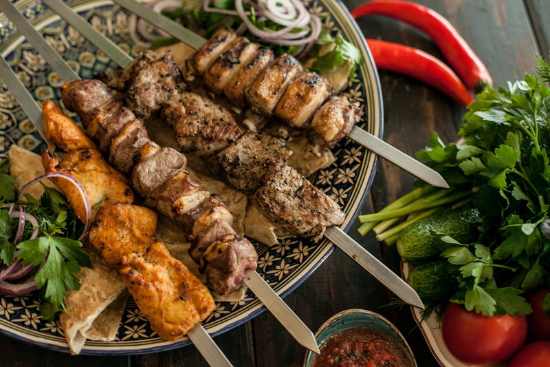 greens, kebab, 1080P, delicious