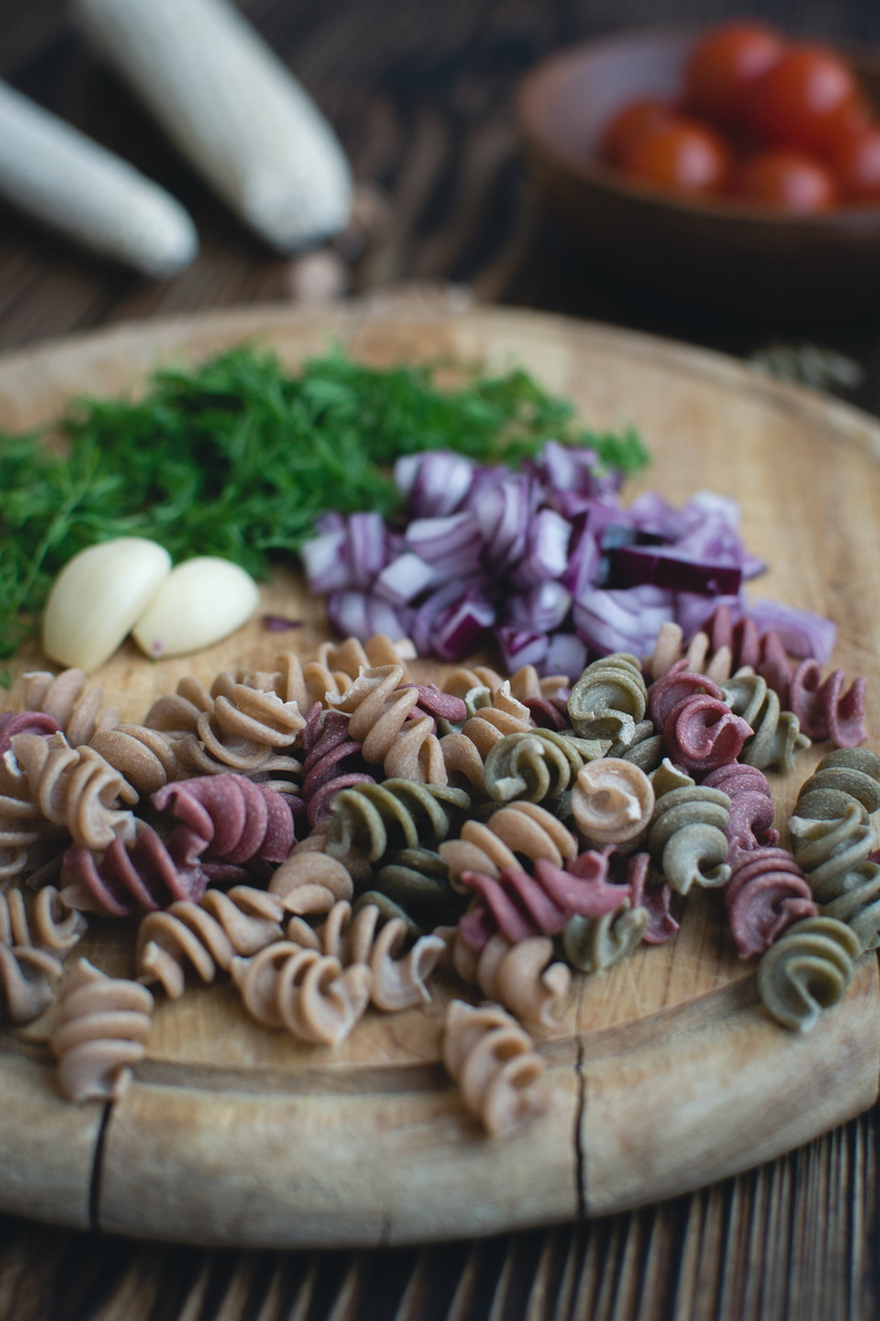 still life, spice, food and drink, wellbeing, vegetable, food, Pasta, table, wood - Material, vegetarian food, gourmet, raw food, dill, selective focus
