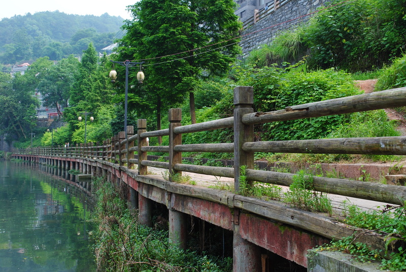 wood - material, Hunan, History, nature, trees, 2K, Tourism, day, railing, architecture, boundary, forest, barrier, tree, bridge - man made structure