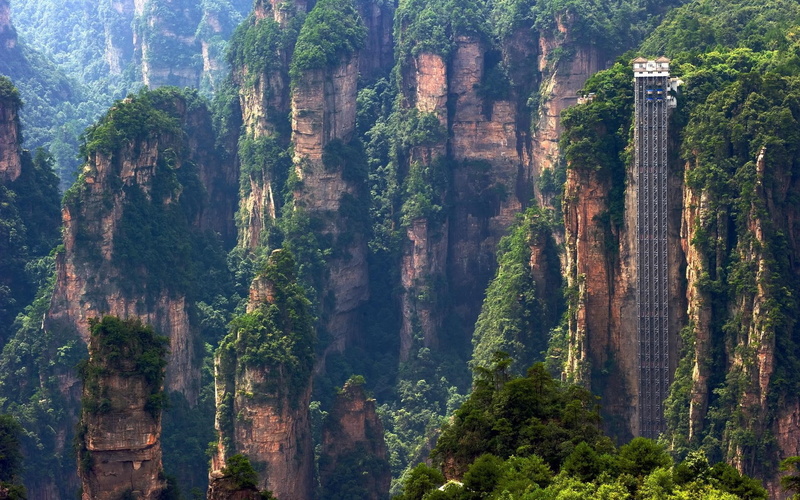 green color, beauty in nature, formation, scenics - nature, history, 1080P, land, China, tranquility, architecture, pine tree, outdoors, tranquil scene