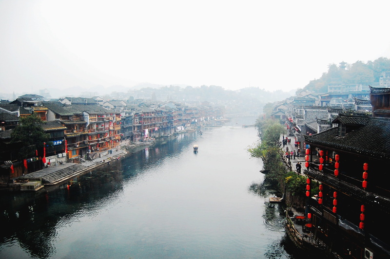 China, photography, day, sky, city, high angle view, tuojiang, cityscape, built structure, nature, Phoenix, nautical vessel, 2K, building exterior, waterfront