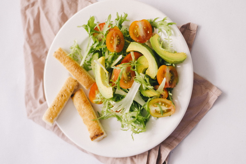 indoors, wellbeing, still life, crockery, vegetarian food, Healthy, gourmet, directly above, ready-to-eat, salad, food And Drink, tomato, lunch, meal, high angle view