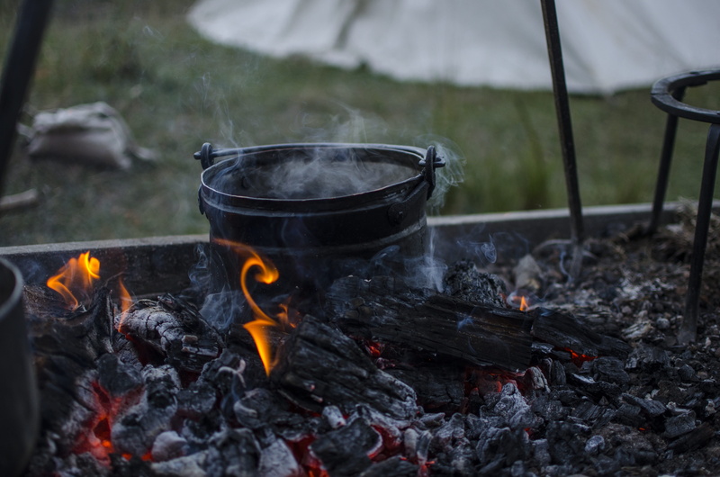 fire flower, bonfire, viking, smoke - physical structure, preparing food, focus on foreground, cauldron, food and drink, firewood, flame, 4K, stew, barbecue