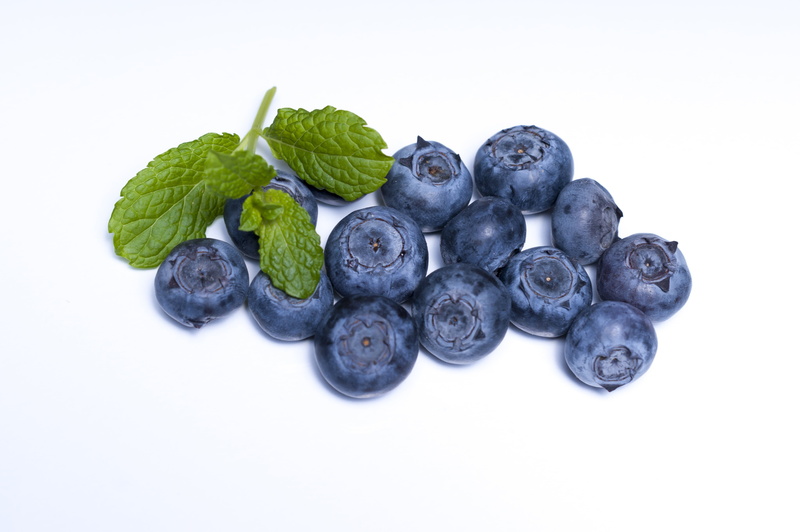 plant part, nature, vegetarian Food, wellbeing, raw food, freshness, mint leaf - culinary, dieting, blueberries, still life, healthy Eating, white background