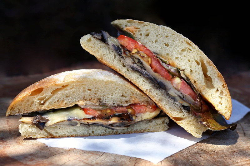 sandwich, close-up, black background, hamburger, nutrition, white, unhealthy eating, panini, gourmet, roasted, indoors, lunch, bun, food, snack, deli, tomato