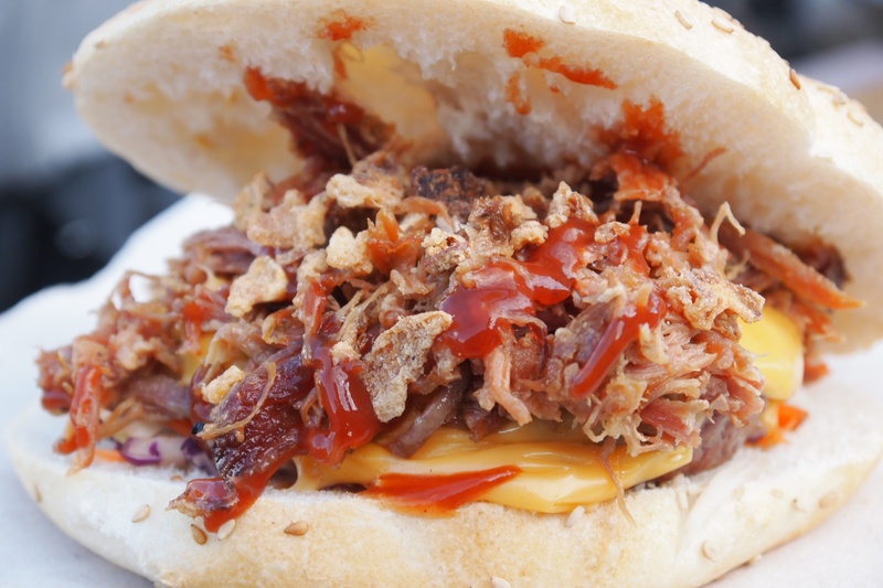 bread, chopped, garnish, bbq, pulled pork, dish, meal, sandwich, serving size, hamburger, cheese, food, ready-to-eat, street food, bun, freshness, focus on foreground