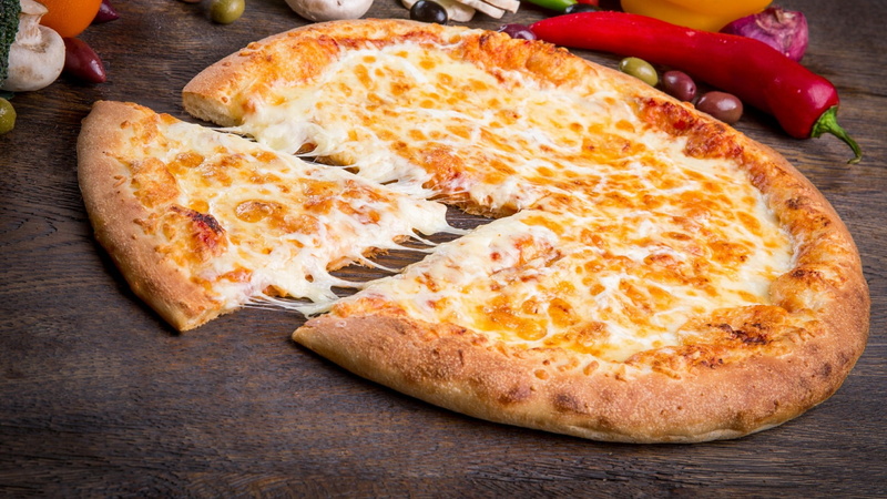 fruit, tomato, dish, temptation, sicilian pizza, indoors, dairy product, freshness, pizza cheese, 1080P, food, cheese, wellbeing, vegetarian food, high angle view