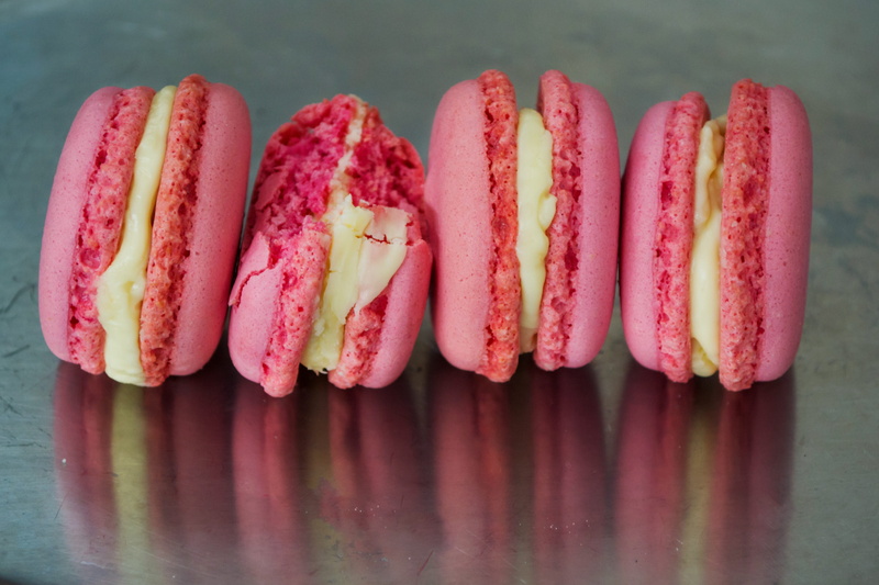 macarons, indoors, macaroon, special, delicious, 4K, studio shot, gourmet, directly above, red, meringue, still life, pink color, table, sweets, in a row