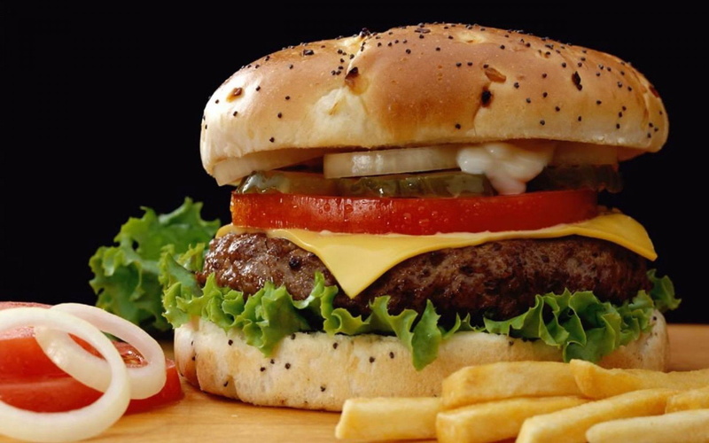 speed, large, meal, food And Drink, onion, american Culture, 1080P, take Out Food, close-up, fruit, fat, cheddar - Cheese, studio Shot, hamburger, lunch