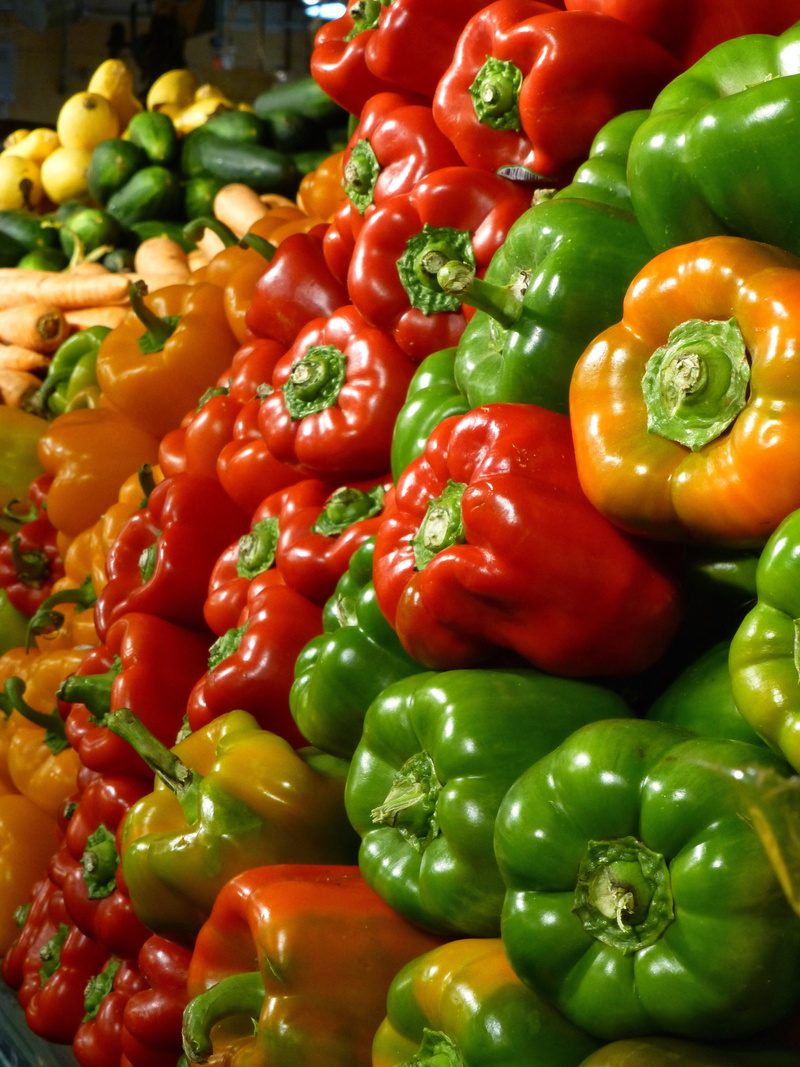 delicious, salad, reading terminal market, choice, ripe, abundance, pepers, yellow, display, no people, close-up, red, market, full frame, green, food and drink