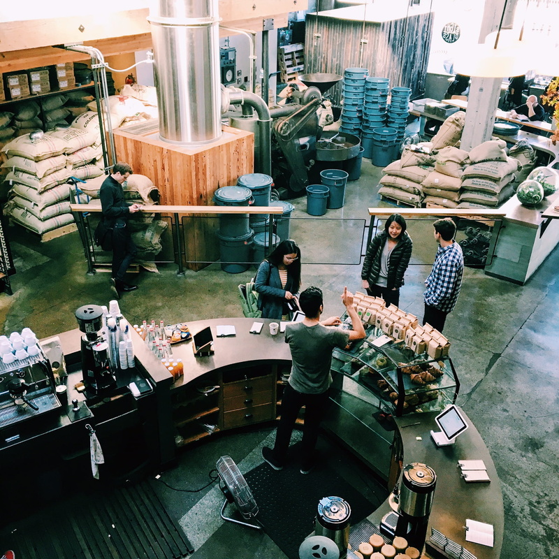 industry, people, cafe, san francisco, united states, workshop, community, standing, coffee machine, eat, small business, roaster, women, busy, illuminated