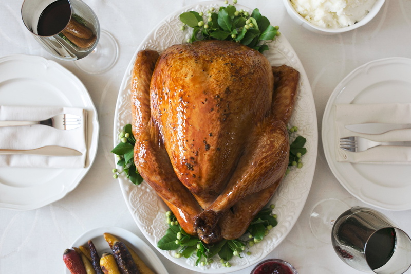 high angle view, still life, no people, meat, chicken, freshness, Thanksgiving, white meat, roast turkey, ready-to-eat, photo, directly above, roasted