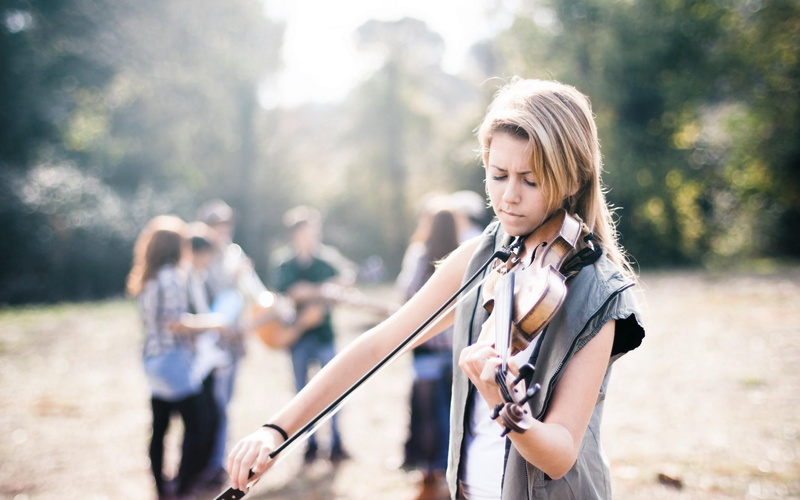 nature, music, girl, 2K, focused, violin, photography, 3d and abstract