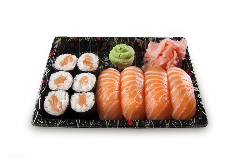 nigiri, meal, indoors, tray, food, japanese Culture, japanese food, healthy eating, salmon, asia, set, fish, 4K, wasabi, raw Food, ready-to-eat, dinner