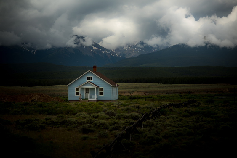 beauty in nature, greenfield, moody sky, land, landscape, nature, small, stormy, scenics - nature, environment, cloud - sky, house, grass, gray, 5K, overcast