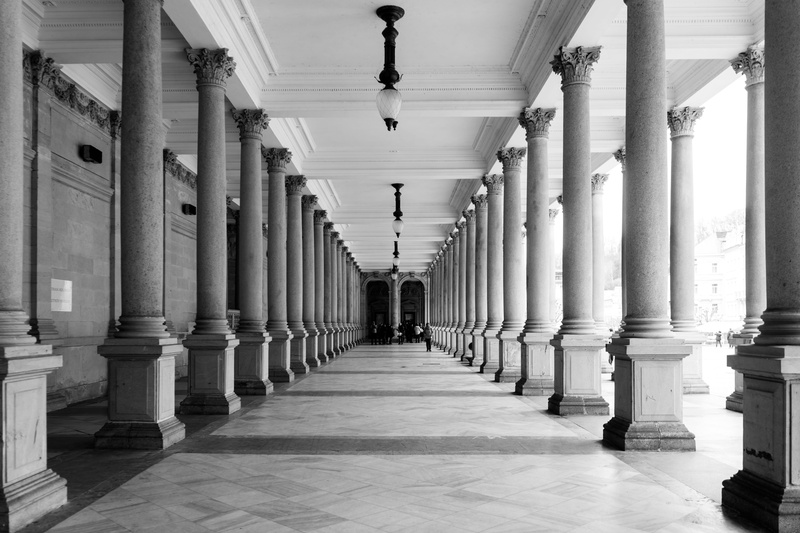 within, building, stone, karlovy vary, diminishing perspective, in a row, arch, built structure, antiquity, flooring, travel, tiled floor, marble, interior design