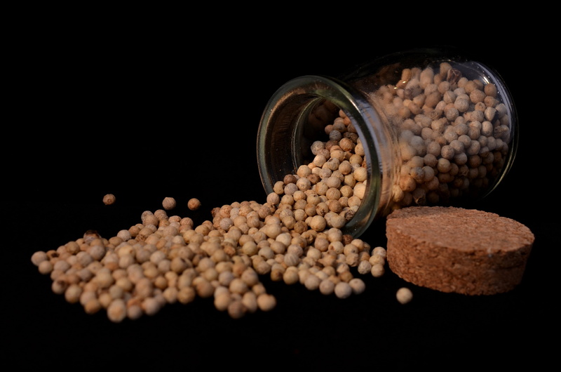 cut out, studio shot, vegetarian food, glass, spices, food, seeds, jar, sweetcorn, no people, healthy eating, black Color, still life, clear, macro, container