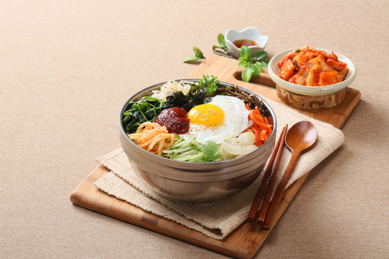 wellbeing, korean food, garnish, eating utensil, vegetable, asian food, colored background, freshness, seafood, meal, kitchen utensil, sunny, bowl, food and drink