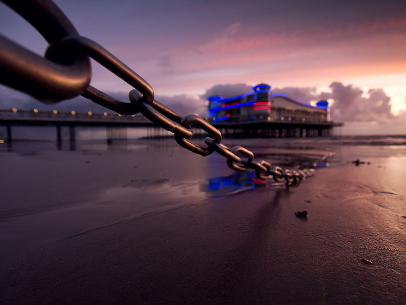 outdoors, England, evening, sky, architecture, sea, chains, land, sunset, no people, built structure, dusk, dramatic sky, illuminated, cloud - sky, nature