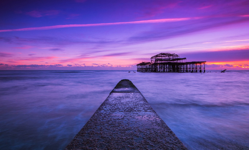 1080P, england, sea, ocean, brighton, pier, sunset