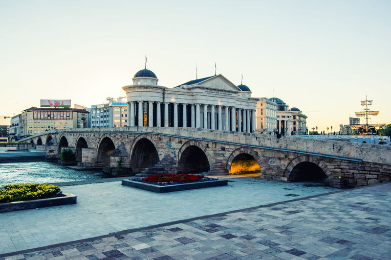 connection, macedonia, nature, sunrise, travel destinations, built structure, vardar, outdoors, bridge - man made structure, historical, historic, water