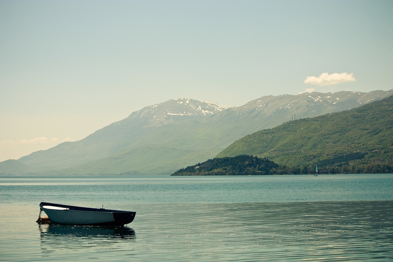 travel, no people, mode of transportation, mountain range, ohrid lake macedonia mountain, outdoors, cloud - sky, nautical vessel, 720P, transportation