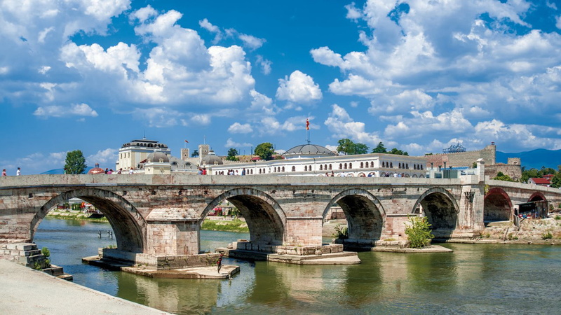 stone, 1080P, bridge, old, vardar, skopje, republic, macedonia, river