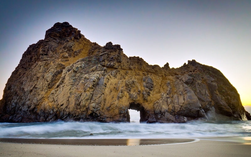 sunset, sea, 1080P, rock, mountain pass, mountains, photography