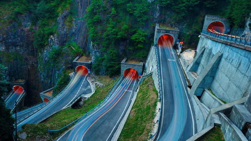 built structure, europe, transportation, motion, no people, hairpin, travel, outdoors, travel destinations, alps, connection, nature, serpentine, plant