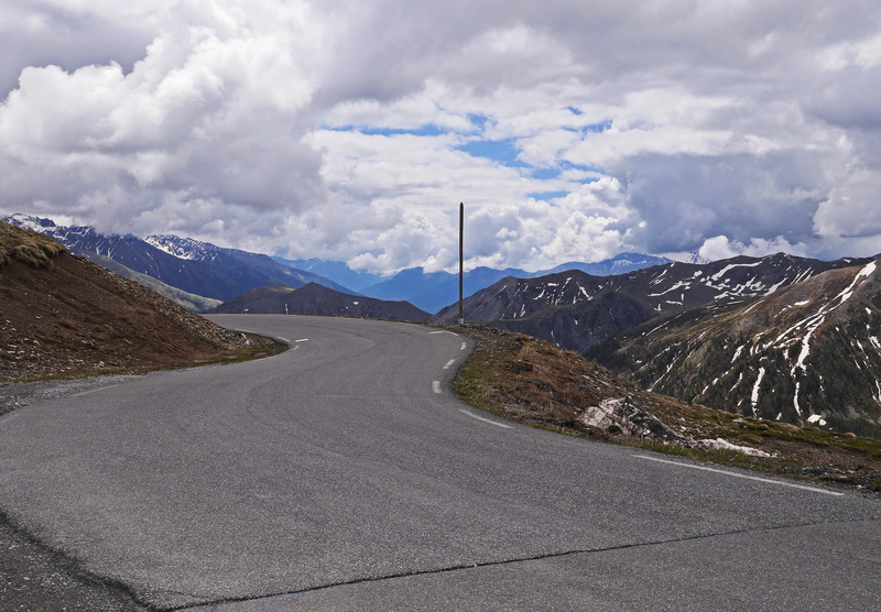 snow reste, Europe, tranquil scene, road, dividing line, june, alpine crossing, pass, scenics, cumulus clouds, alpes maritimes, the way forward, scenics - nature