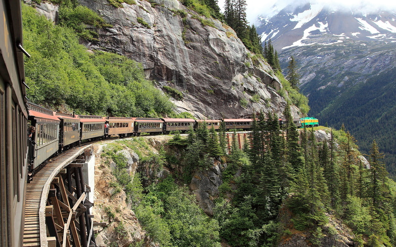 1080P, mode of transportation, day, mountain range, beauty in nature, alaska, outdoors, transportation, no people, brown, bridge - man made structure