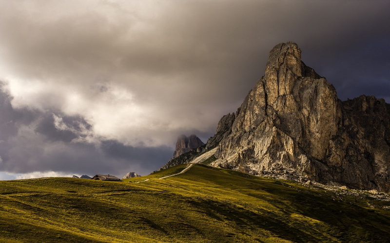 landscape, mountain, pass, nature, clouds, 720P, mountain pass, cabin
