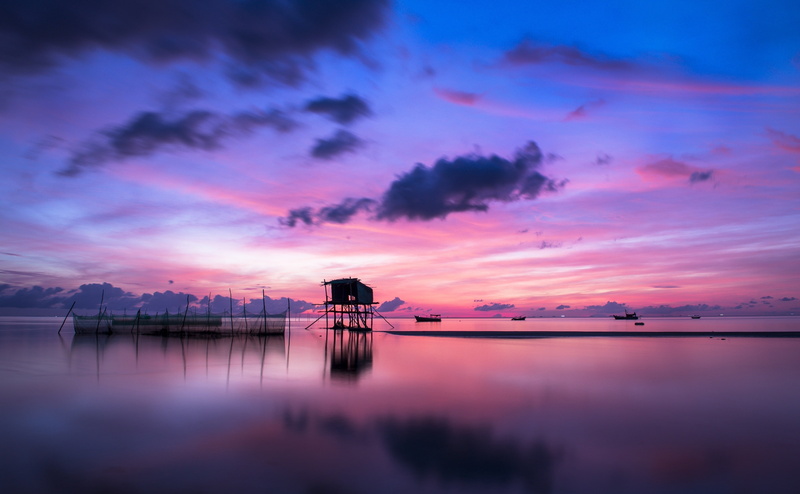 outdoors, idyllic, Reflection, Weather, sky, Landscape, sunset landscape, quoc, 4K, Colorful, Sand, Blue, sunset background, Evening, Orange, phu quoc
