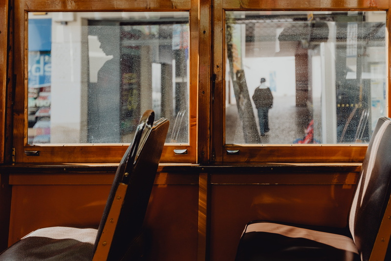 4K, home interior, travel, lisbon, transparent, window, lifestyles, absence, yellow, famous, train, chair, nature, portugal, no people, seat, tram, reflection