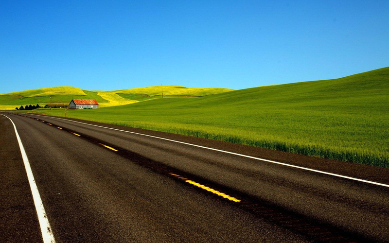 field, 1080P, along, road, paddy, house, green, world, 1920x1200