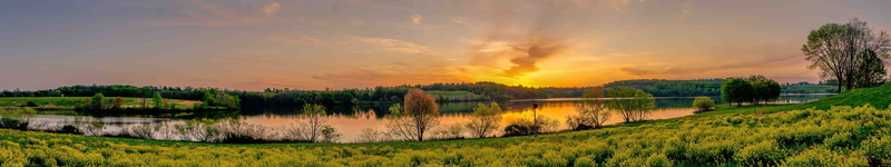 5K, sunset lake panorama grass green landscape trees sun sky pennsylvania nature marsh creek state park