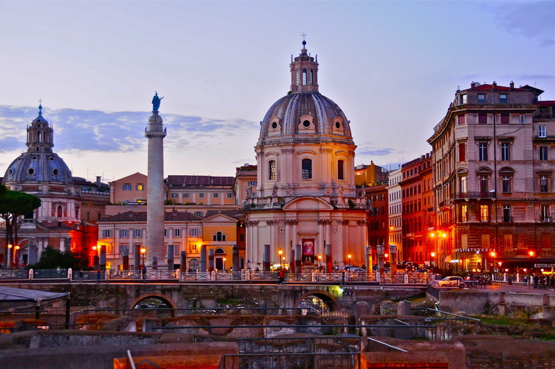 sky, sunset, column, Rome, church, 1080P, Italy