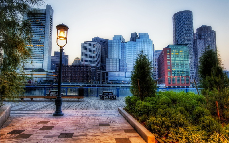 building, cityscape, office, street light, building exterior, HDR, financial district, tall - high, office building exterior, sky, built structure, modern