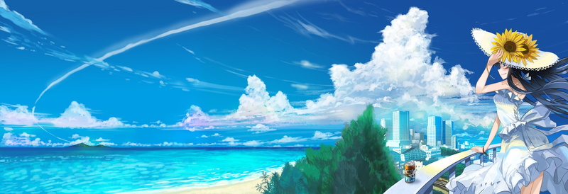 tropical climate, water, trip, blue, luxury, outdoors, 1080P, travel, turquoise colored, motion, holiday, anime, beach, sky, flower, land, nature, plant